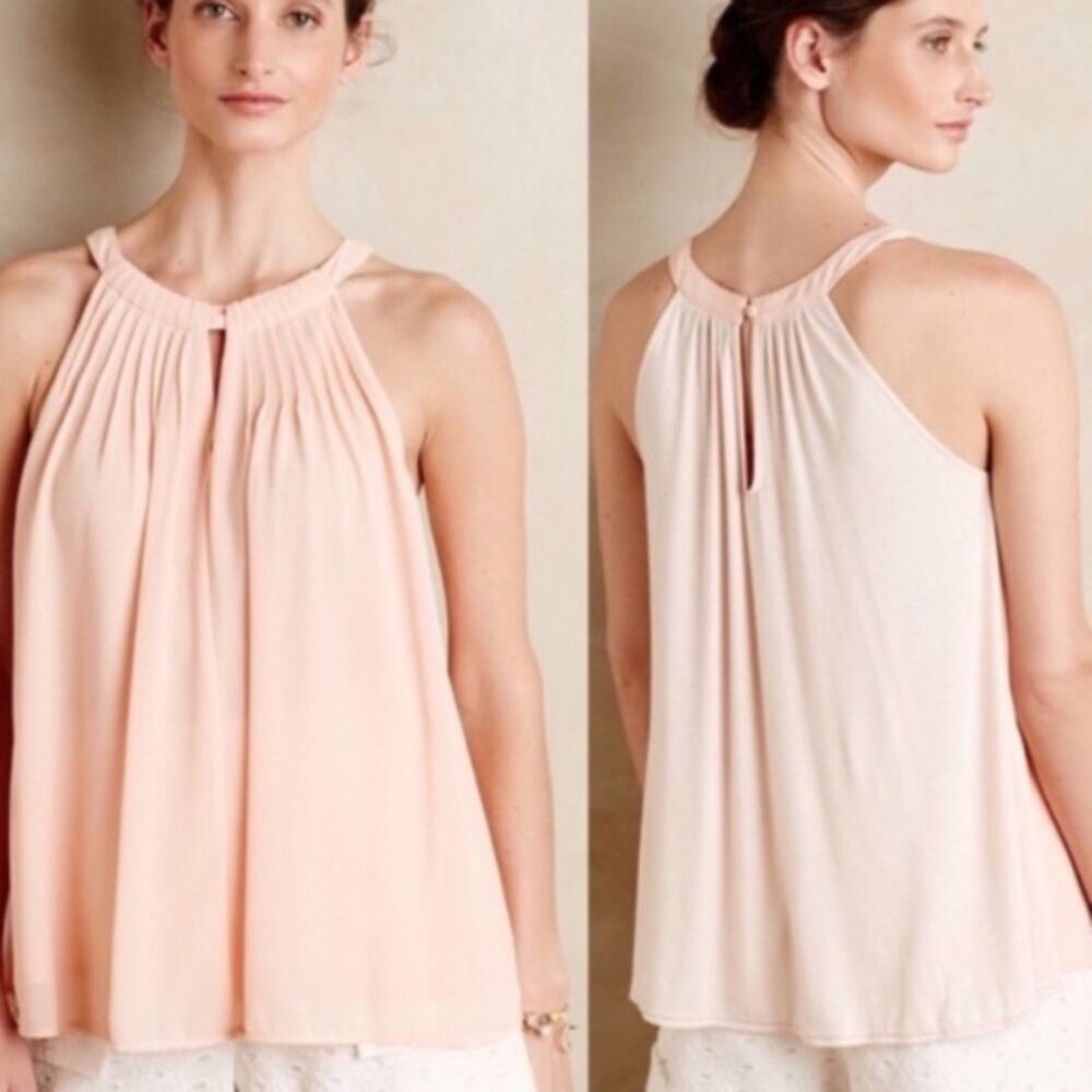 Anthropologie Sunday in Brooklyn pink sheer tank